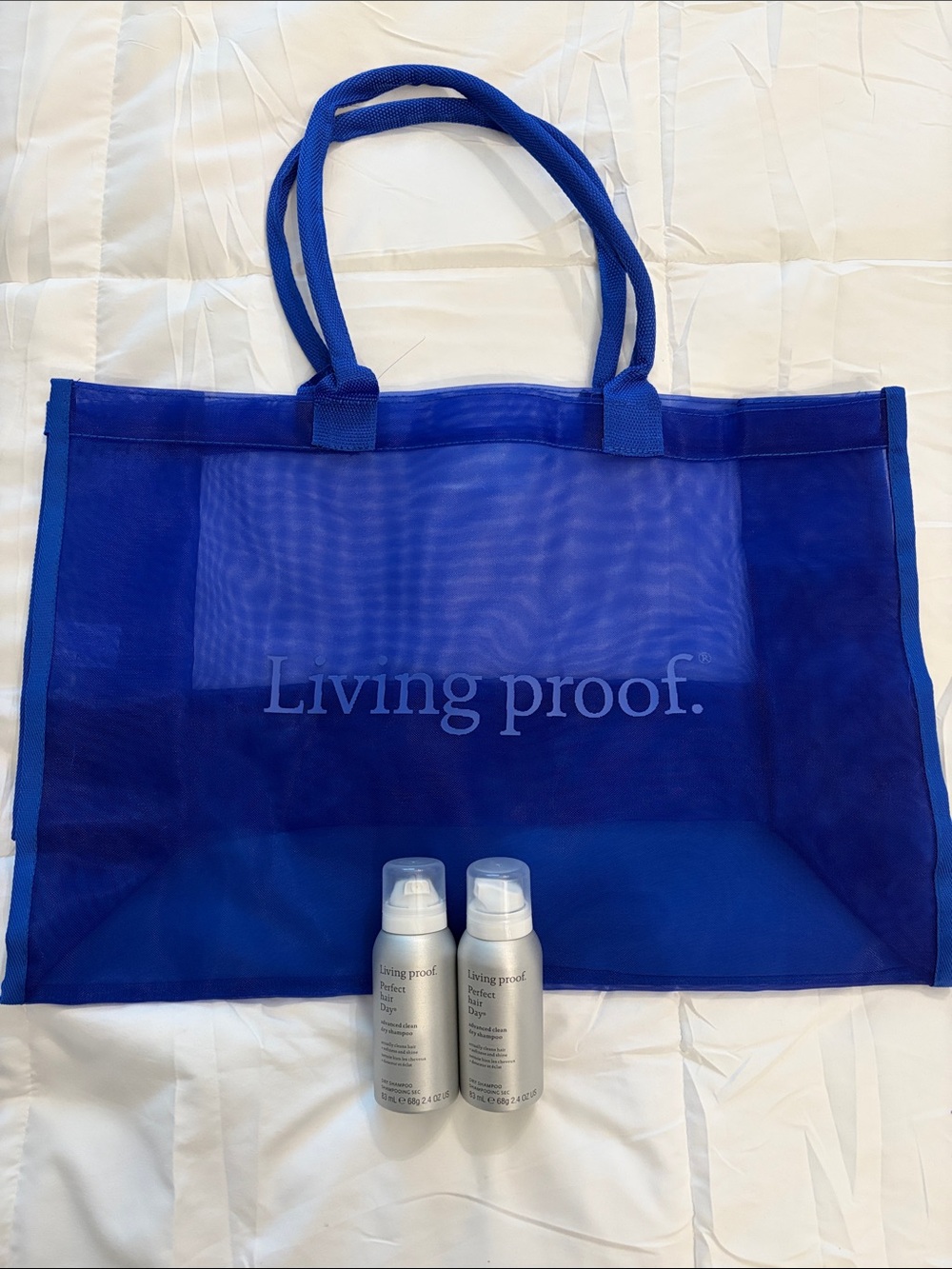 Living Proof Perfect Hair Day Dry Shampoo Minis 2.4oz & Large Mesh Tote